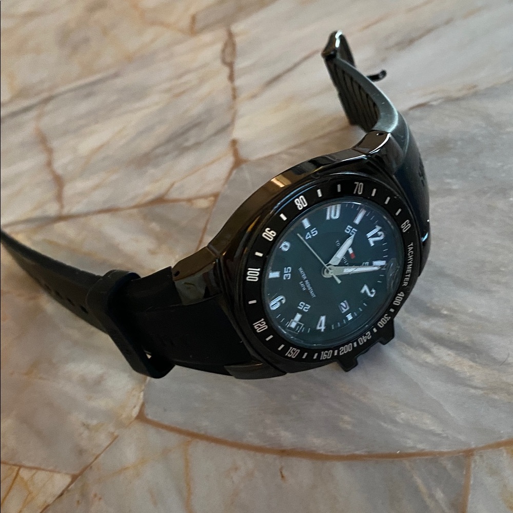 Tommy Hilfiger Men’s Black Chronograph Tachymeter Silicone Watch
